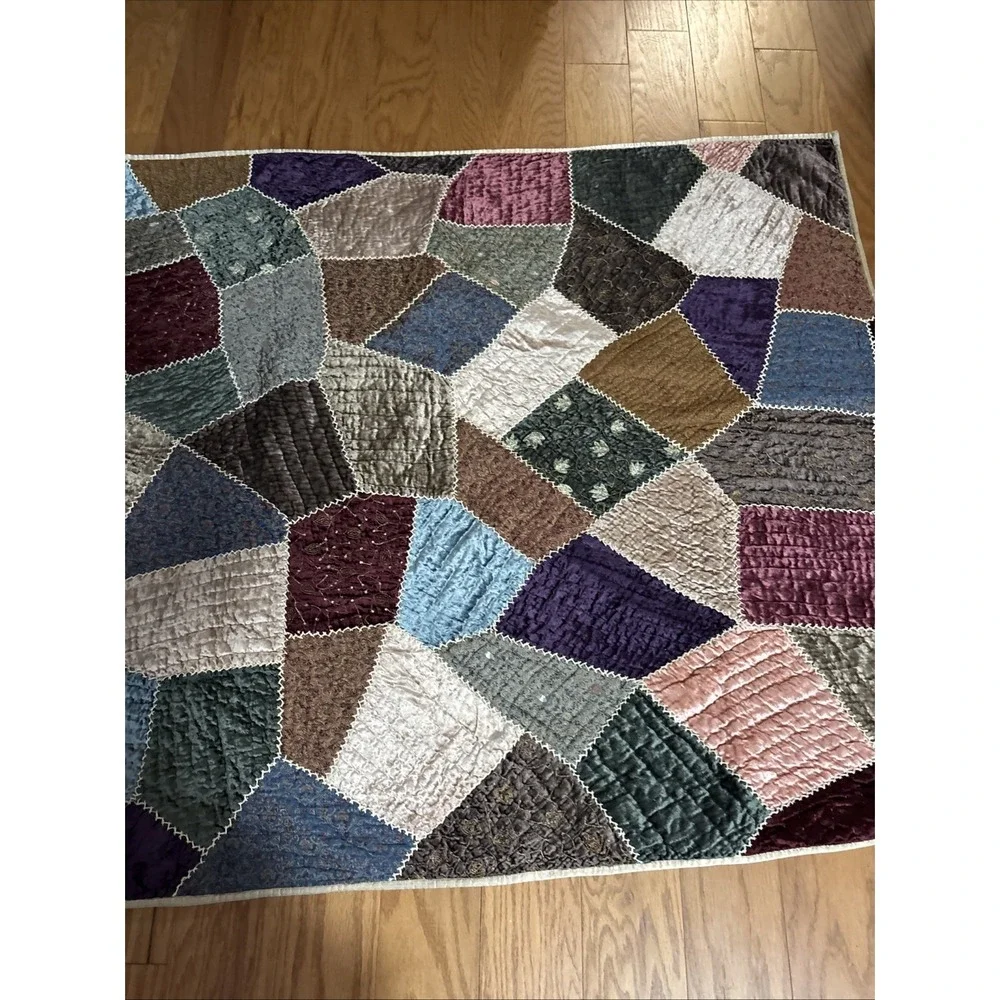 Elite Style Hand Crafted small Velvety Patchwork Quilt Dimensions 48 X 60